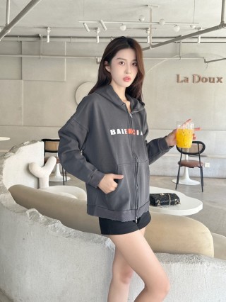Balenciaga Black Logo Zip Hoodie Jacket view 2