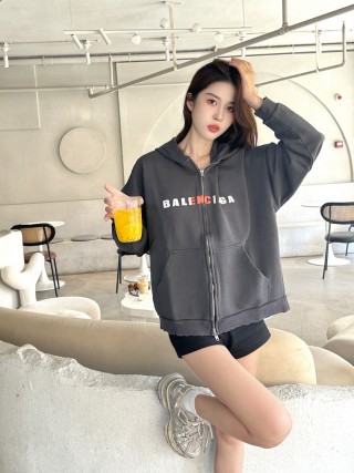 Balenciaga Black Logo Zip Hoodie Jacket view 3