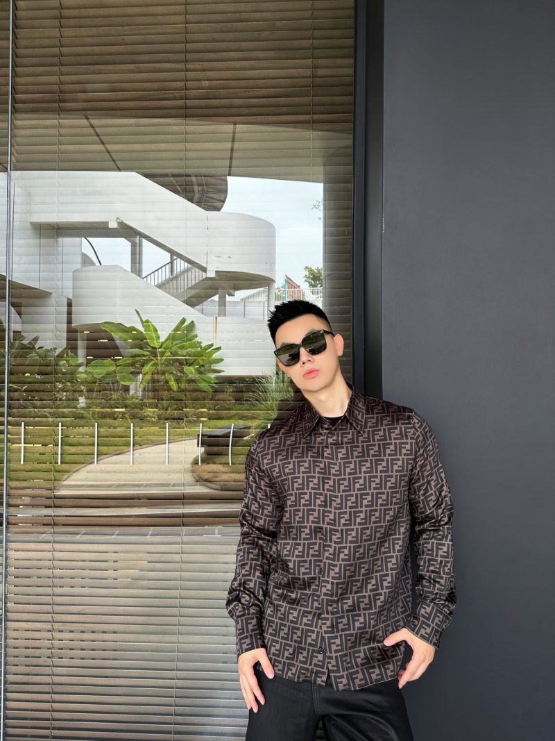 Fendi Monogram Brown Long-Sleeve Shirt