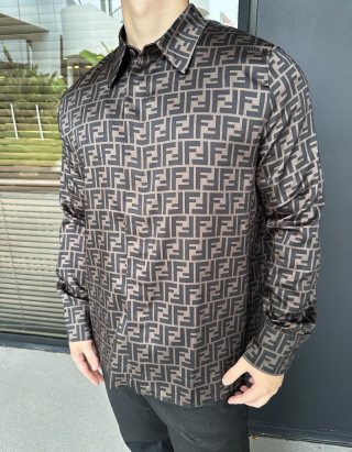 Fendi Monogram Brown Long-Sleeve Shirt view 2