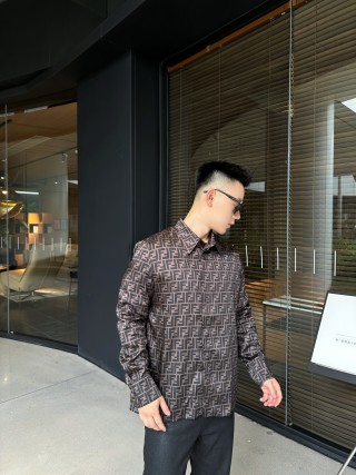Fendi Monogram Brown Long-Sleeve Shirt view 3