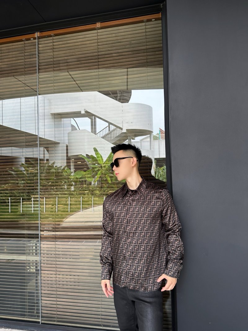 Fendi Monogram Brown Long-Sleeve Shirt view