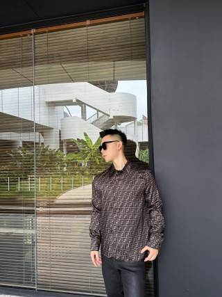 Fendi Monogram Brown Long-Sleeve Shirt view 4