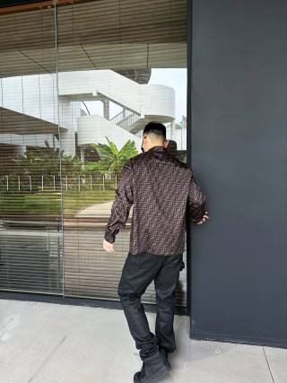 Fendi Monogram Brown Long-Sleeve Shirt view 5