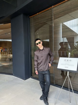 Fendi Monogram Brown Long-Sleeve Shirt view 6