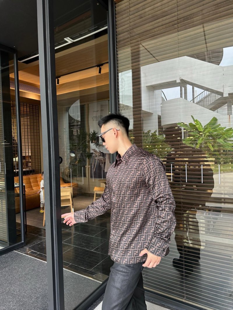 Fendi Monogram Brown Long-Sleeve Shirt view