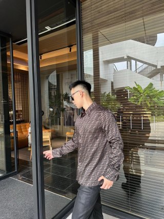 Fendi Monogram Brown Long-Sleeve Shirt view 7