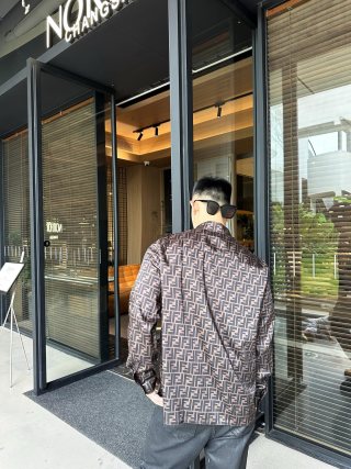 Fendi Monogram Brown Long-Sleeve Shirt view 8