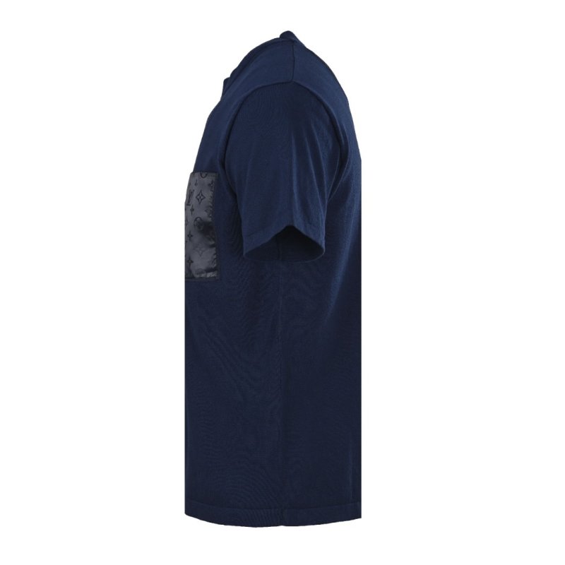 Navy Blue Crewneck T-Shirt with Contrast Pocket view