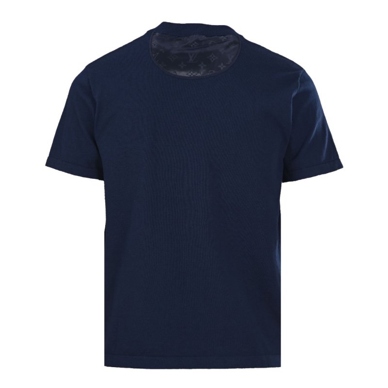 Navy Blue Crewneck T-Shirt with Contrast Pocket view
