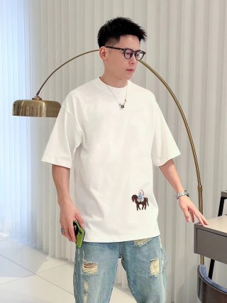 White Oversized T-Shirt with Embroidered Graphic view 6