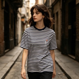 Essentials Striped Navy & White T-Shirt view 1