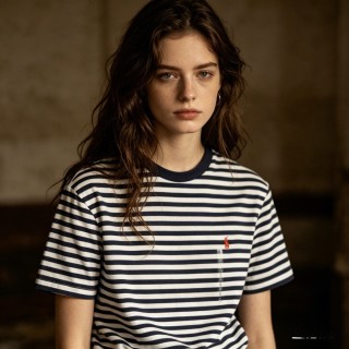 Essentials Striped Navy & White T-Shirt view 2