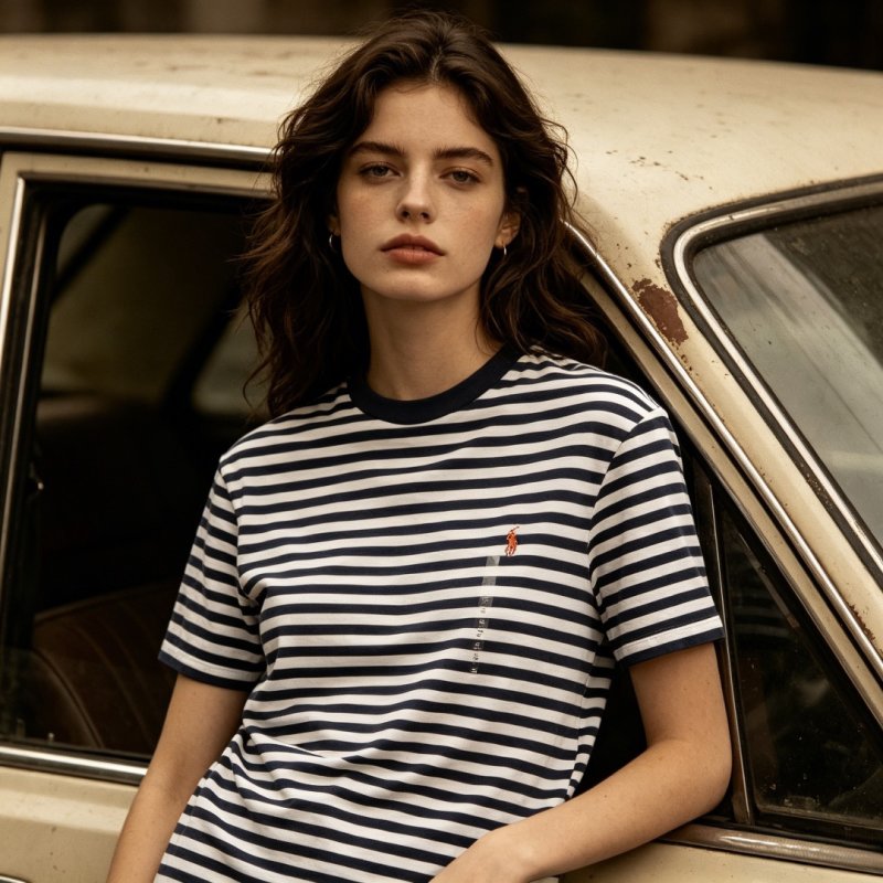 Essentials Striped Navy & White T-Shirt view