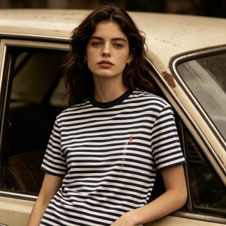Essentials Striped Navy & White T-Shirt view 3