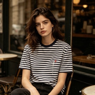 Essentials Striped Navy & White T-Shirt view 4