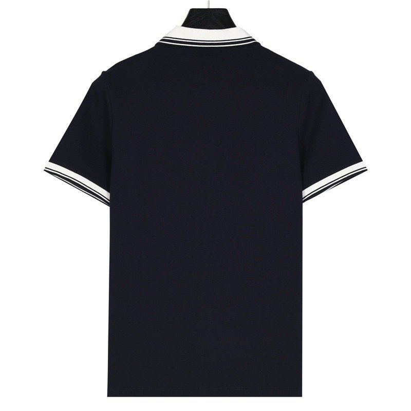Navy Short Sleeve Polo Shirt with Contrast Collar view