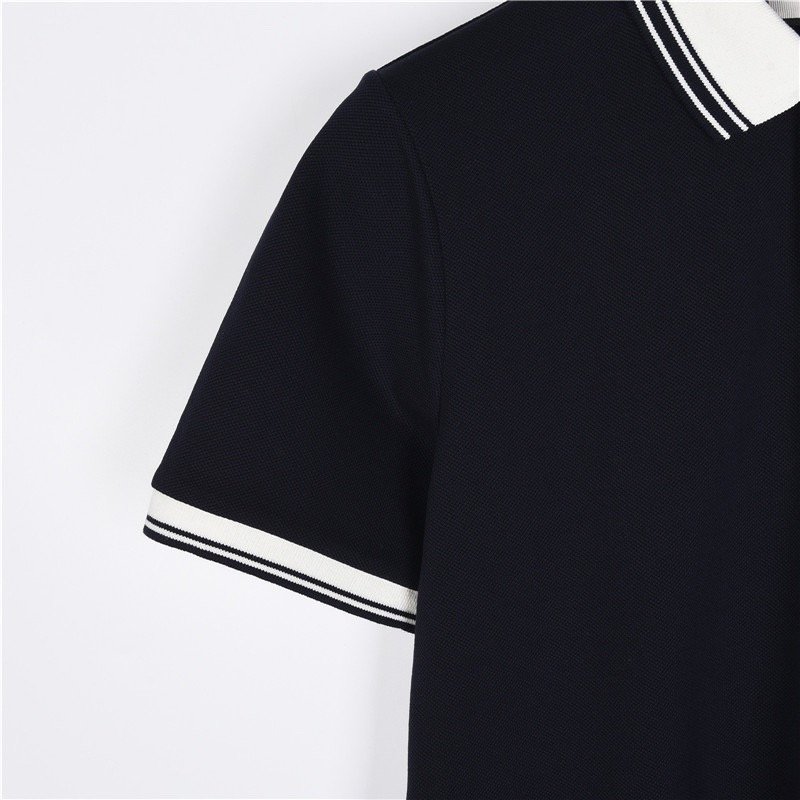Navy Short Sleeve Polo Shirt with Contrast Collar view