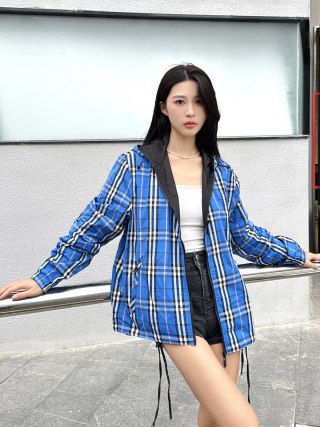 Blue Plaid Oversized Blazer Jacket with Black Lining view 2