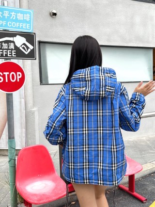 Blue Plaid Oversized Blazer Jacket with Black Lining view 7