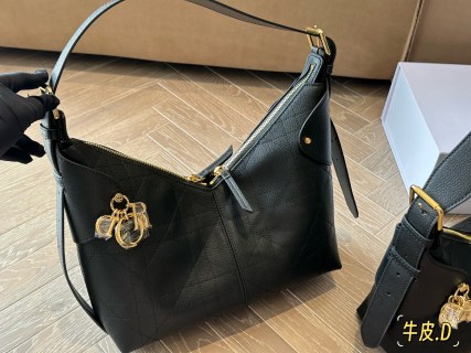 Dior Voyage Black Leather Shoulder Bag with Gold Hardware view 1