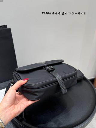 Prada Nylon 2-in-1 Camera Crossbody Bag Black view 5