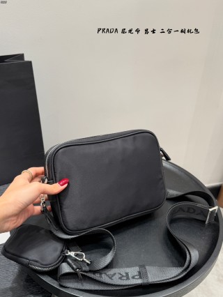 Prada Nylon 2-in-1 Camera Crossbody Bag Black view 6