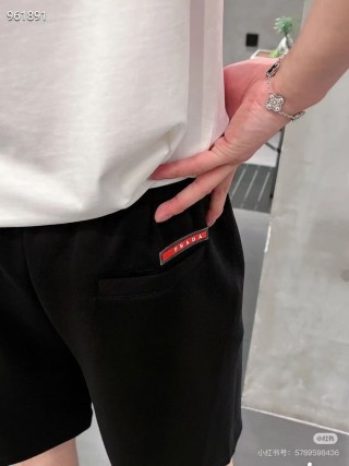 Prada Black Technical Shorts with Triangle Logo view 3