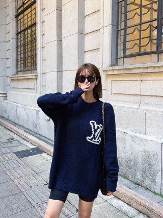 Louis Vuitton LV Logo Navy Knit Sweater view 1