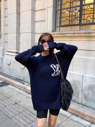 Louis Vuitton LV Logo Navy Knit Sweater view 2