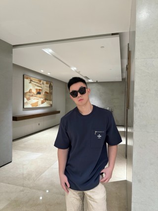 Fendi Navy Pocket T-Shirt with Zipper Detail view 2