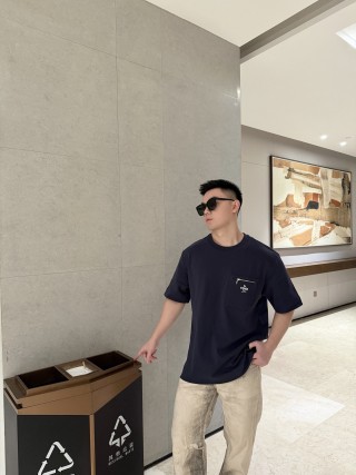 Fendi Navy Pocket T-Shirt with Zipper Detail view 3