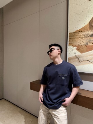 Fendi Navy Pocket T-Shirt with Zipper Detail view 8