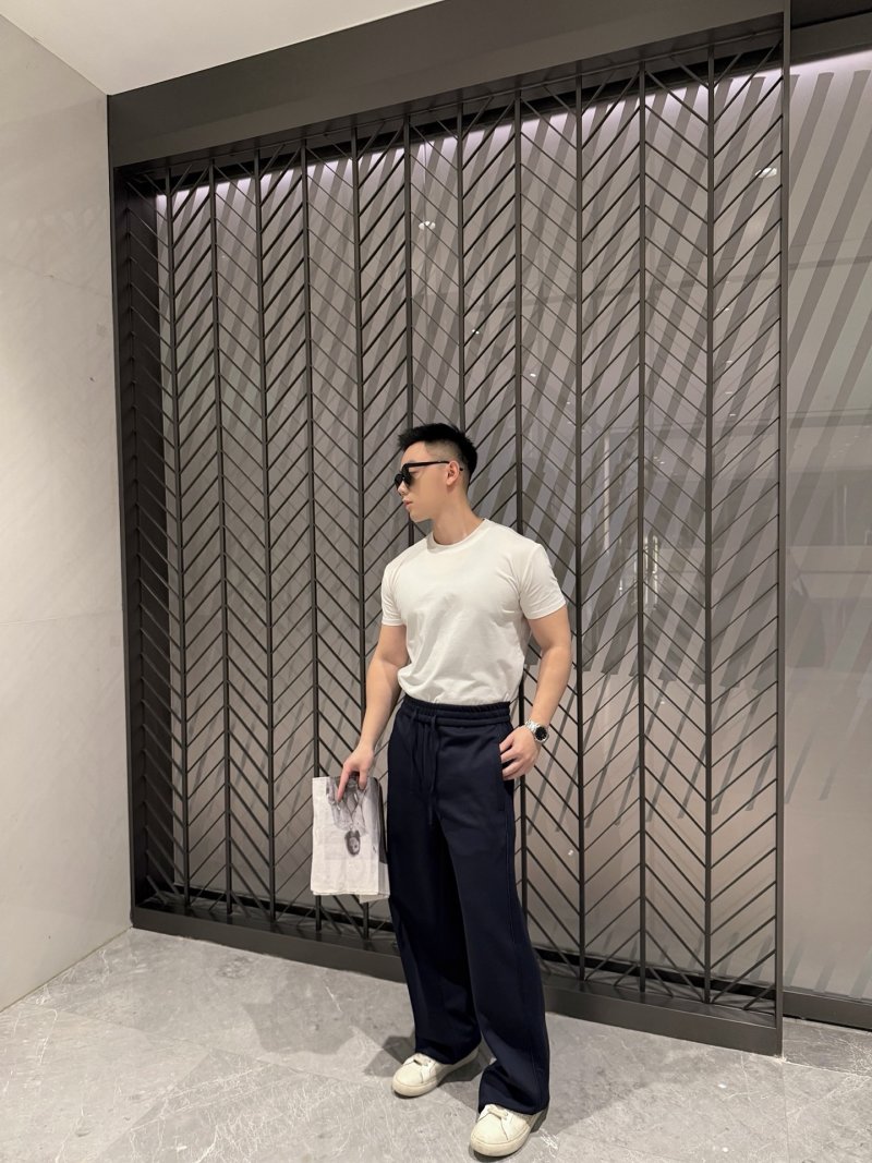 Navy Wide-Leg Trousers Premium Fit