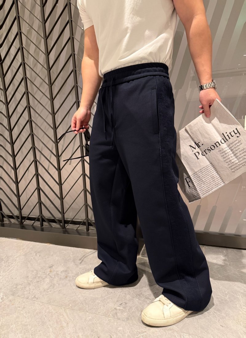 Navy Wide-Leg Trousers Premium Fit view