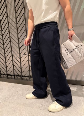 Navy Wide-Leg Trousers Premium Fit view 3