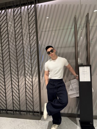 Navy Wide-Leg Trousers Premium Fit view 4