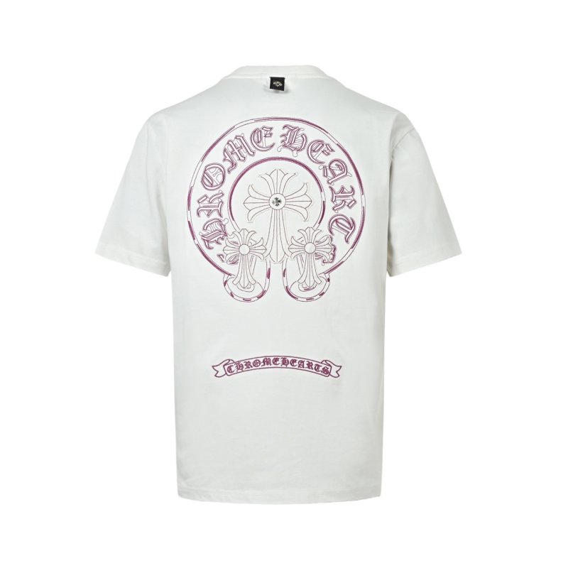 Chrome Hearts White T-Shirt with Purple Cross Print view
