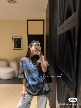 Black Graphic Print T-Shirt with Blue Neon Design view 12
