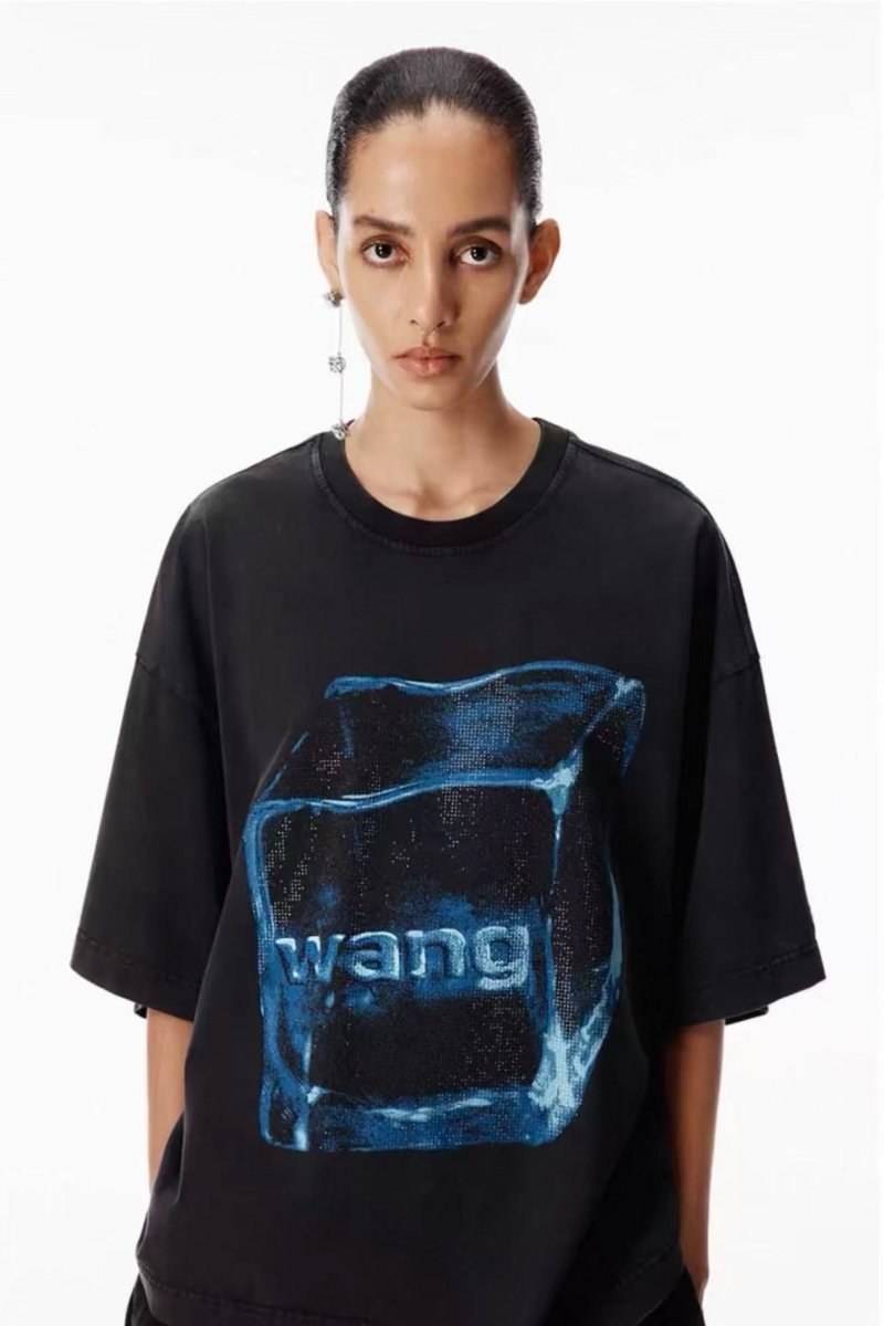 Alexander Wang Black Rhinestone Ice Cube Graphic T-Shirt view