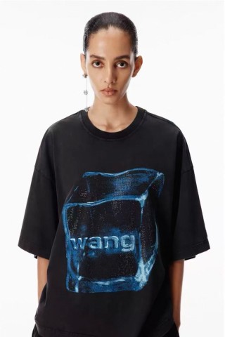 Black Graphic Print T-Shirt with Blue Neon Design view 4