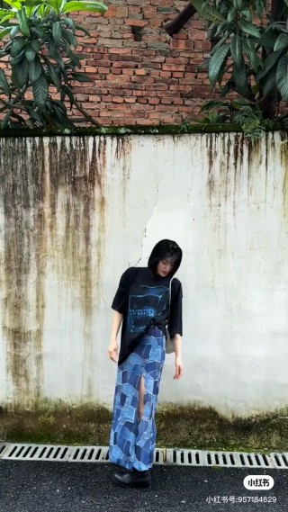 Black Graphic Print T-Shirt with Blue Neon Design view 9
