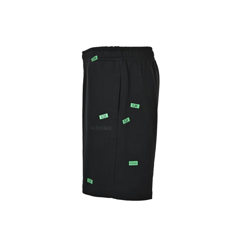 Black Money Print Shorts with Elastic Waist view