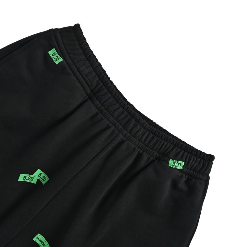 Black Money Print Shorts with Elastic Waist view