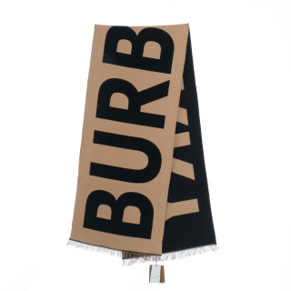 Burberry BBR Oversized Letter Double-Sided Fringe Scarf Camel view 2