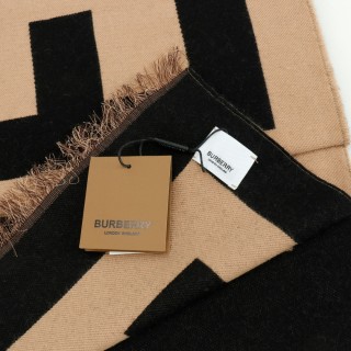 Burberry BBR Oversized Letter Double-Sided Fringe Scarf Camel view 5