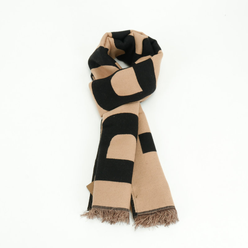 Burberry BBR Oversized Letter Double-Sided Fringe Scarf Camel view