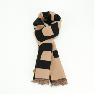 Burberry BBR Oversized Letter Double-Sided Fringe Scarf Camel view 8