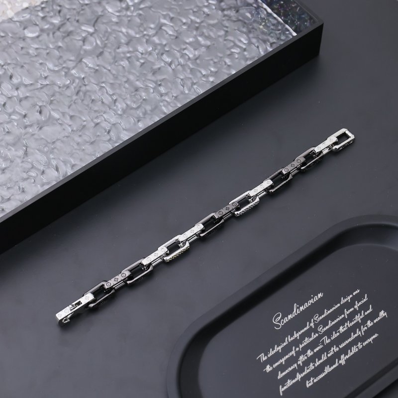 Louis Vuitton Monogram Chain Bracelet Silver & Black view