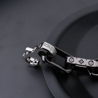 Louis Vuitton Monogram Chain Bracelet Silver & Black view 4